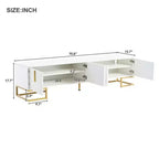 80'' Moderner TV-Ständer mit Metallbeinen und goldenen Griffen, Medienkonsole mit Schränken und verstellbaren Regalen für das Wohnzimmer