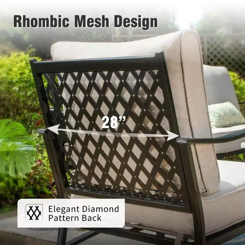 Captiva Designs 4-teiliges extra großes Metall-Loungeset für Terrasse und Garten mit Sesseln für Garten, Poolbereich, Hinterhof