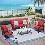 Captiva Designs 4-teiliges extra großes Metall-Loungeset für Terrasse und Garten mit Sesseln für Garten, Poolbereich, Hinterhof