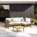 Kinger Home Trena 4-Piece Acacia Wood Patio Furniture Set with Cushions Elegant Outdoor Patio Furniture