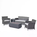 Christopher Knight Home Brynnli Outdoor Wicker 4 Seater Chat Set with Fire Pit