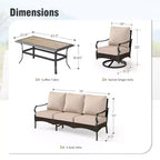 Captiva Designs 4-teiliges extra großes Metall- und Rattan-Gartenlounge-Set mit drehbaren Einzelsesseln