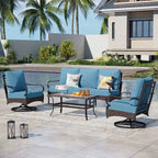 Captiva Designs 4-teiliges extra großes Metall- und Rattan-Gartenlounge-Set mit drehbaren Einzelsesseln