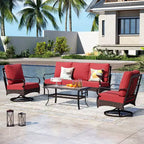 Captiva Designs 4-teiliges extra großes Metall- und Rattan-Gartenlounge-Set mit drehbaren Einzelsesseln