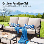 Captiva Designs 5-teiliges extragroßes Garten-Sitzgruppe aus Metall und Rattan mit Drehsesseln und Loveseat