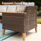 Captiva Designs 8-teiliges Loungemöbel-Set aus Polyrattan mit Feuerstelle und gepolstertem Ottoman für den Außenbereich