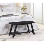 Roundhill Furniture Elyz Solid Wood Bench with Shelf