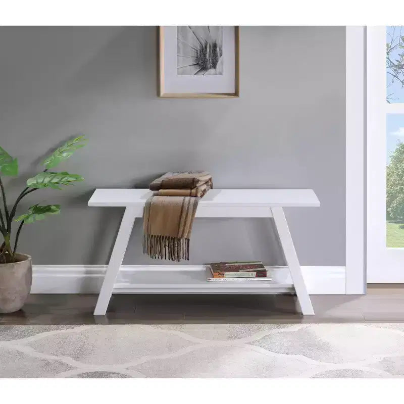 Roundhill Furniture Elyz Massivholzbank mit Ablage