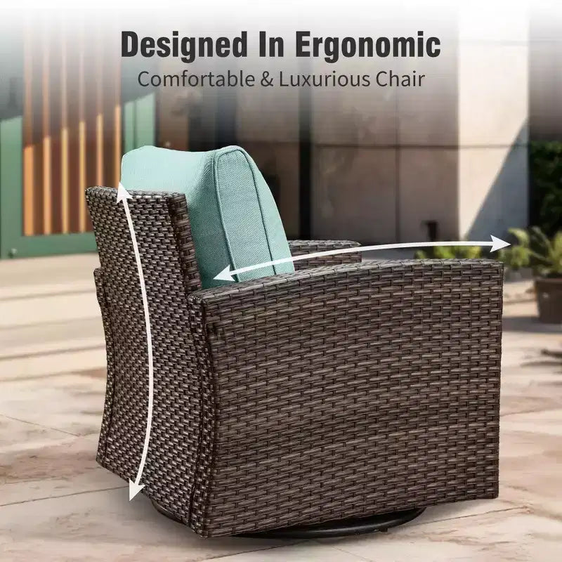 Captiva Designs 8-teiliges Outdoor-Patio-Geflecht-Rattan-Sofa-Feuerstellen-Set mit Hockern und Einzelsesseln