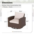 Captiva Designs 8-teiliges Outdoor-Patio-Geflecht-Rattan-Sofa-Feuerstellen-Set mit Hockern und Einzelsesseln