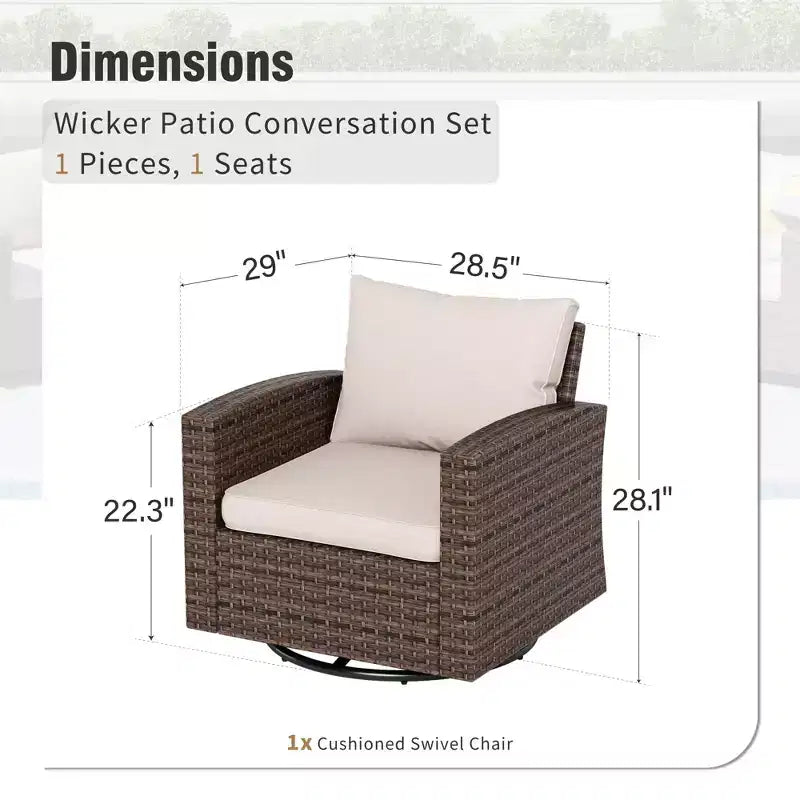 Captiva Designs 8-teiliges Outdoor-Patio-Geflecht-Rattan-Sofa-Feuerstellen-Set mit Hockern und Einzelsesseln