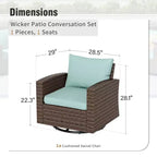 Captiva Designs 8-teiliges Outdoor-Patio-Geflecht-Rattan-Sofa-Feuerstellen-Set mit Hockern und Einzelsesseln