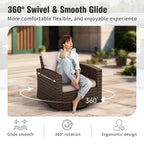 Captiva Designs 8-teiliges Outdoor-Patio-Geflecht-Rattan-Sofa-Feuerstellen-Set mit Hockern und Einzelsesseln