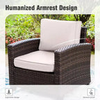 Captiva Designs 8-teiliges Outdoor-Patio-Geflecht-Rattan-Sofa-Feuerstellen-Set mit Hockern und Einzelsesseln
