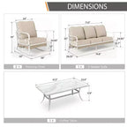 Captiva Designs 4-teiliges extra großes Terrassen-Gesprächs-Set aus Metall und Rattan für den Außenbereich mit Schaukelstühlen mit Gitterlehne und Tisch