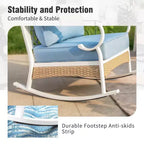 Captiva Designs 4-teiliges extra großes Terrassen-Gesprächs-Set aus Metall und Rattan für den Außenbereich mit Schaukelstühlen mit Gitterlehne und Tisch