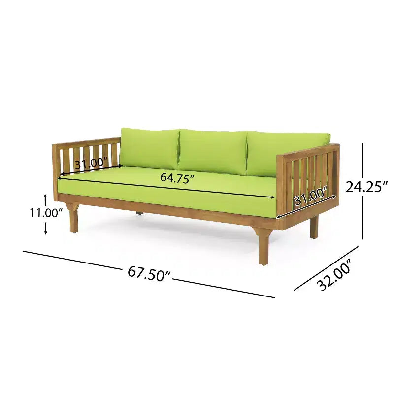 Christopher Knight Home Panfilo Schlafsofa mit 3 Sitzen aus Akazienholz und Polsterung mit Couchtisch