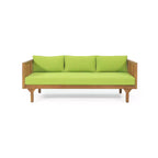 Christopher Knight Home Panfilo Schlafsofa mit 3 Sitzen aus Akazienholz und Polsterung mit Couchtisch
