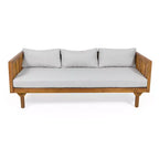 Christopher Knight Home Panfilo Schlafsofa mit 3 Sitzen aus Akazienholz und Polsterung mit Couchtisch