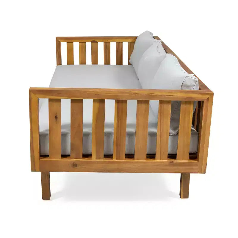 Christopher Knight Home Panfilo Schlafsofa mit 3 Sitzen aus Akazienholz und Polsterung mit Couchtisch