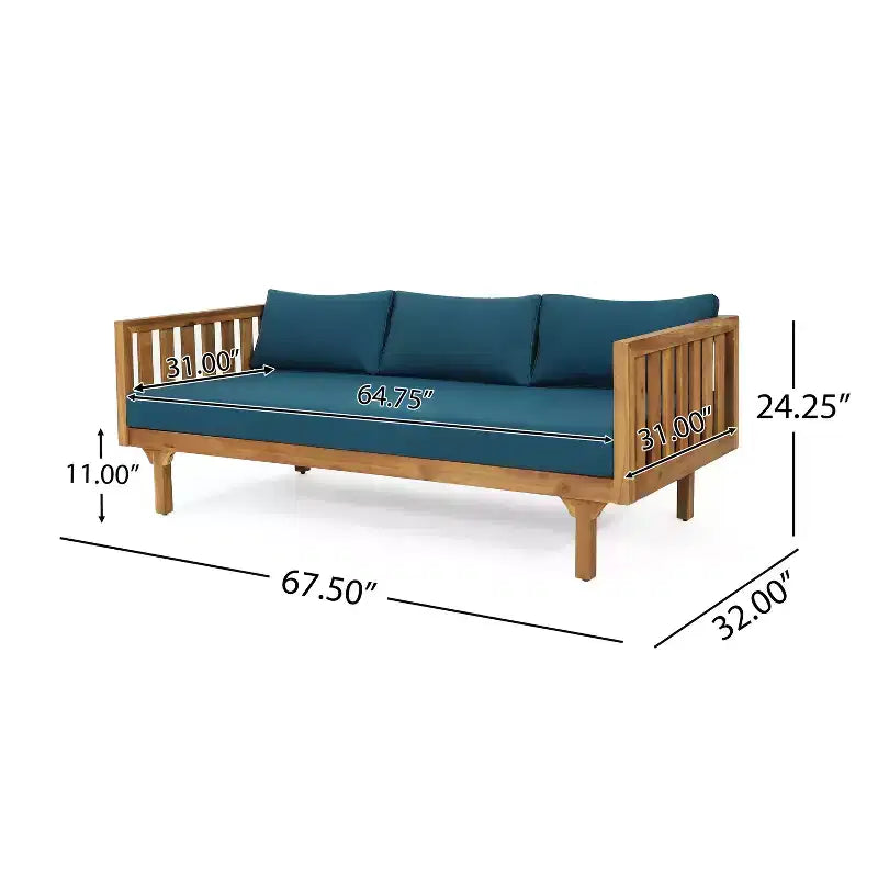 Christopher Knight Home Panfilo Schlafsofa mit 3 Sitzen aus Akazienholz und Polsterung mit Couchtisch