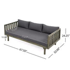 Christopher Knight Home Panfilo Schlafsofa mit 3 Sitzen aus Akazienholz und Polsterung mit Couchtisch