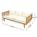 Christopher Knight Home Panfilo Schlafsofa mit 3 Sitzen aus Akazienholz und Polsterung mit Couchtisch