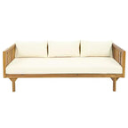 Christopher Knight Home Panfilo Schlafsofa mit 3 Sitzen aus Akazienholz und Polsterung mit Couchtisch