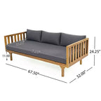 Christopher Knight Home Panfilo Schlafsofa mit 3 Sitzen aus Akazienholz und Polsterung mit Couchtisch