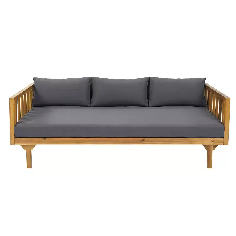 Christopher Knight Home Panfilo Schlafsofa mit 3 Sitzen aus Akazienholz und Polsterung mit Couchtisch