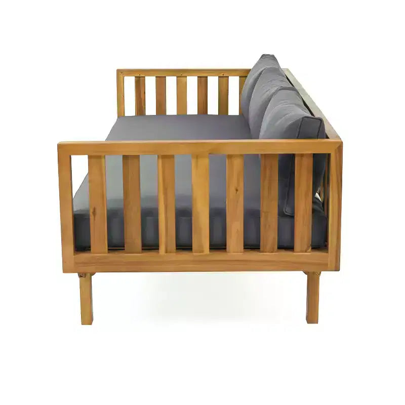 Christopher Knight Home Panfilo Schlafsofa mit 3 Sitzen aus Akazienholz und Polsterung mit Couchtisch