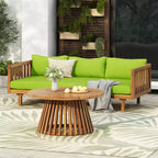 Christopher Knight Home Panfilo Schlafsofa mit 3 Sitzen aus Akazienholz und Polsterung mit Couchtisch
