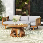 Christopher Knight Home Panfilo Schlafsofa mit 3 Sitzen aus Akazienholz und Polsterung mit Couchtisch