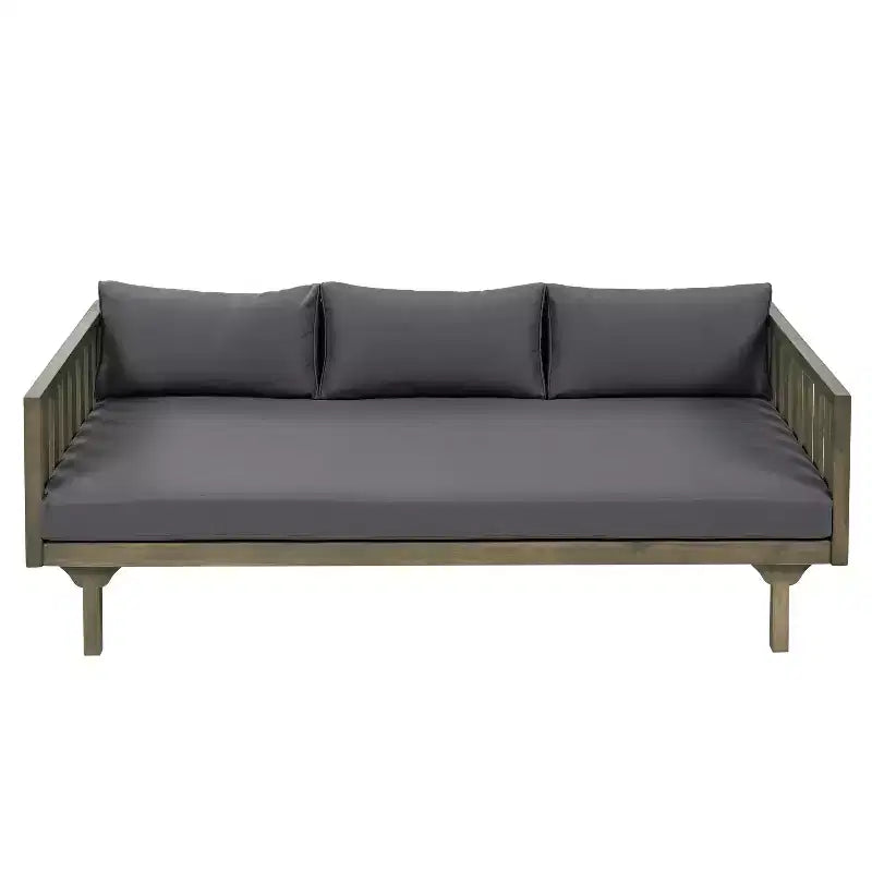 Christopher Knight Home Panfilo Schlafsofa mit 3 Sitzen aus Akazienholz und Polsterung mit Couchtisch