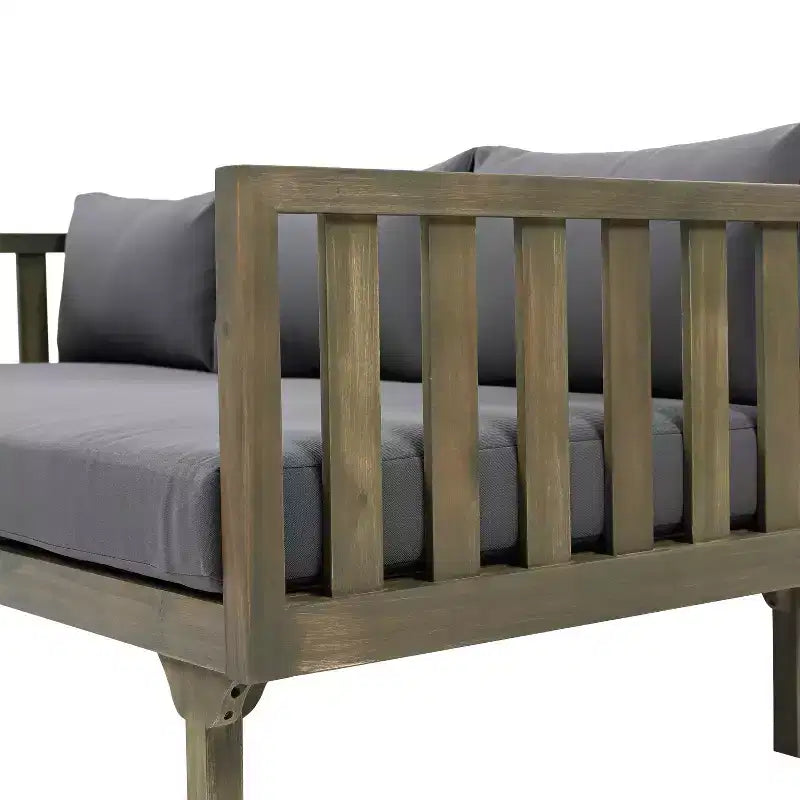Christopher Knight Home Panfilo Schlafsofa mit 3 Sitzen aus Akazienholz und Polsterung mit Couchtisch