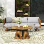 Christopher Knight Home Panfilo Schlafsofa mit 3 Sitzen aus Akazienholz und Polsterung mit Couchtisch