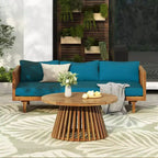 Christopher Knight Home Panfilo Schlafsofa mit 3 Sitzen aus Akazienholz und Polsterung mit Couchtisch