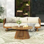 Christopher Knight Home Panfilo Schlafsofa mit 3 Sitzen aus Akazienholz und Polsterung mit Couchtisch