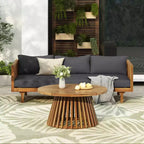 Christopher Knight Home Panfilo Schlafsofa mit 3 Sitzen aus Akazienholz und Polsterung mit Couchtisch