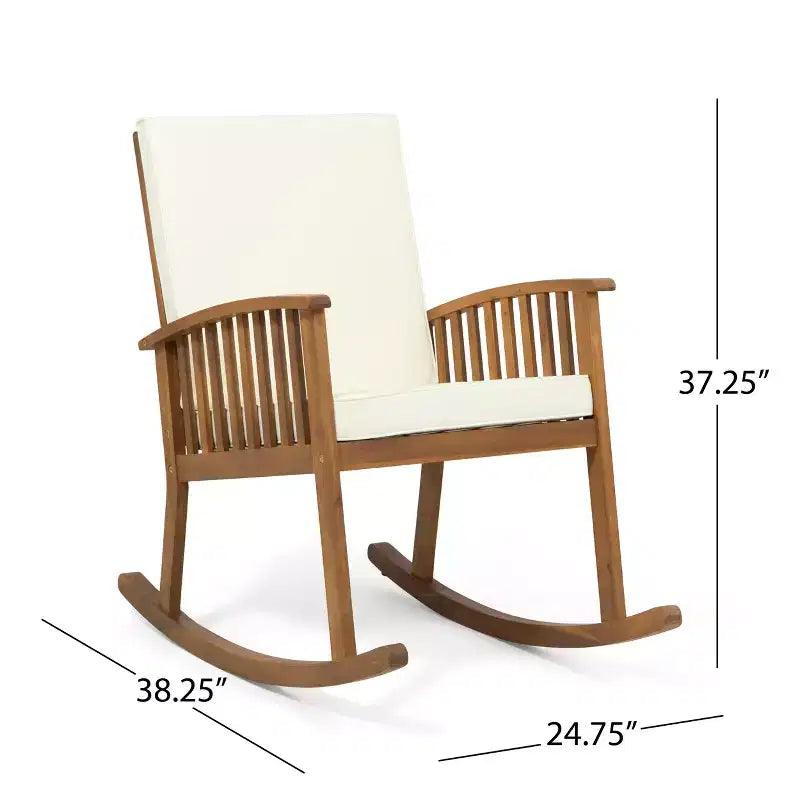 Christopher Knight Home Abbottsford Outdoor Schaukelsessel-Set aus Akazienholz, 3-teilig, mit Kissen, Braun/Creme