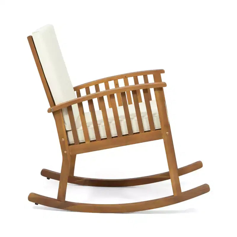 Christopher Knight Home Abbottsford Outdoor Schaukelsessel-Set aus Akazienholz, 3-teilig, mit Kissen, Braun/Creme