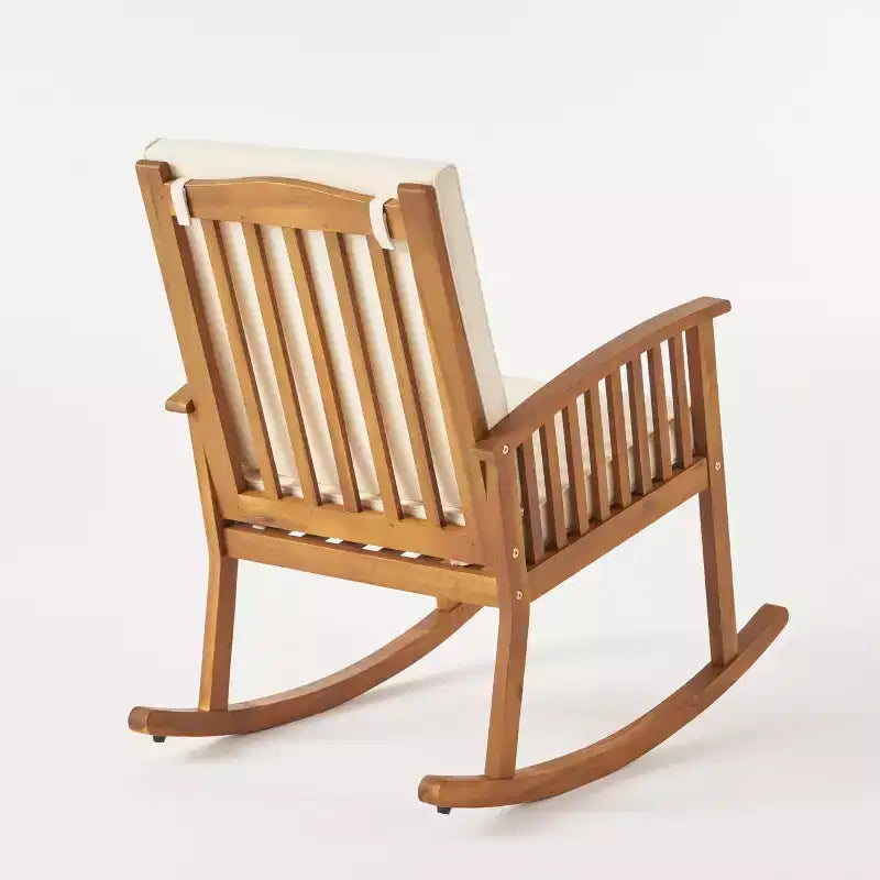 Christopher Knight Home Abbottsford Outdoor Schaukelsessel-Set aus Akazienholz, 3-teilig, mit Kissen, Braun/Creme