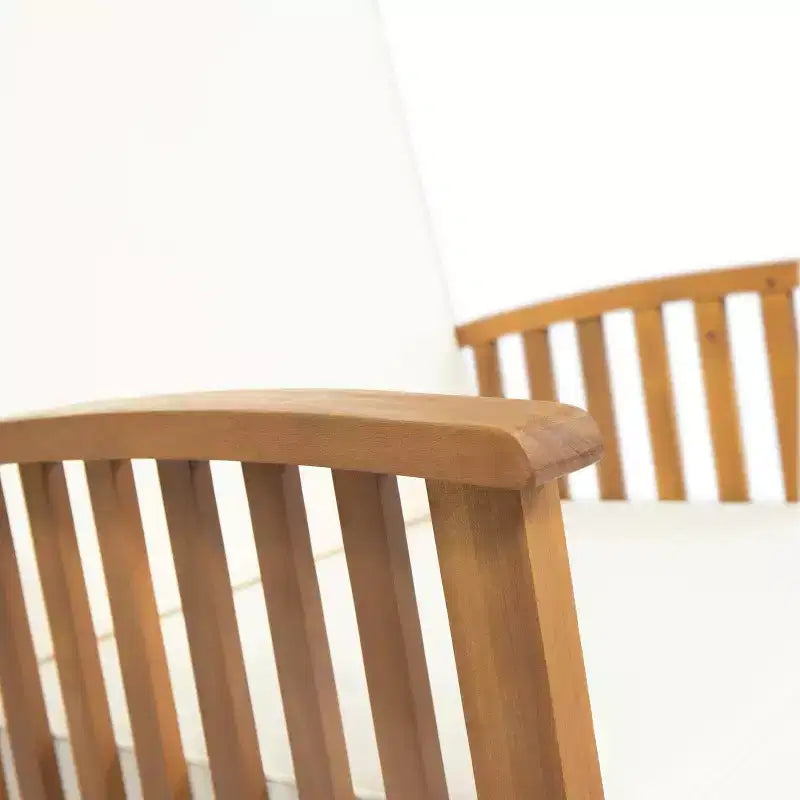 Christopher Knight Home Abbottsford Outdoor Schaukelsessel-Set aus Akazienholz, 3-teilig, mit Kissen, Braun/Creme