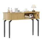 Konsolentisch mit Stauraum, Sofatisch aus Holz mit Schiebetür, Beistelltisch für Wohnzimmer, Couch, Flur, Eingangsbereich