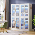 Lantine Bücherregal mit Türen und LED-Beleuchtung, 170 cm hohes Bücherregal mit 8 verstellbaren Einlegeböden und Hängehaken