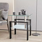 MAYEERTY Moderner Beistelltisch aus gehärtetem Glas, quadratischer Couchtisch für Wohnzimmer Schlafzimmer, Transparent