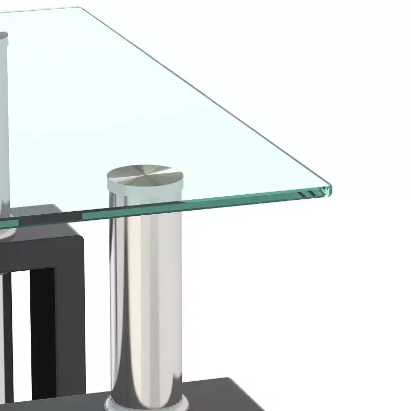 MAYEERTY Moderner Beistelltisch aus gehärtetem Glas, quadratischer Couchtisch für Wohnzimmer Schlafzimmer, Transparent