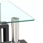 MAYEERTY Moderner Beistelltisch aus gehärtetem Glas, quadratischer Couchtisch für Wohnzimmer Schlafzimmer, Transparent