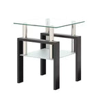 MAYEERTY Moderner Beistelltisch aus gehärtetem Glas, quadratischer Couchtisch für Wohnzimmer Schlafzimmer, Transparent