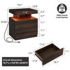 Hommpa Moderner LED Nachttisch mit kabelloser Ladestation & 2 Schubladen